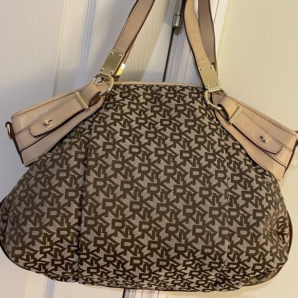 DKNY Brown and Tan Monogram Shoulder Bag - Picture 2 of 3